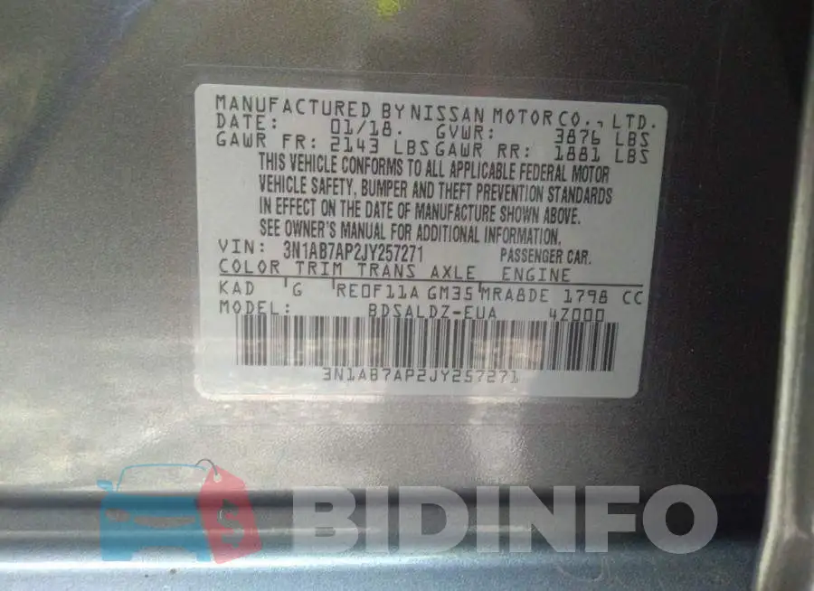 3N1AB7AP2JY257271 Photo# 9