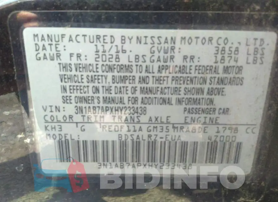 3N1AB7APXHY233438 Photo# 9