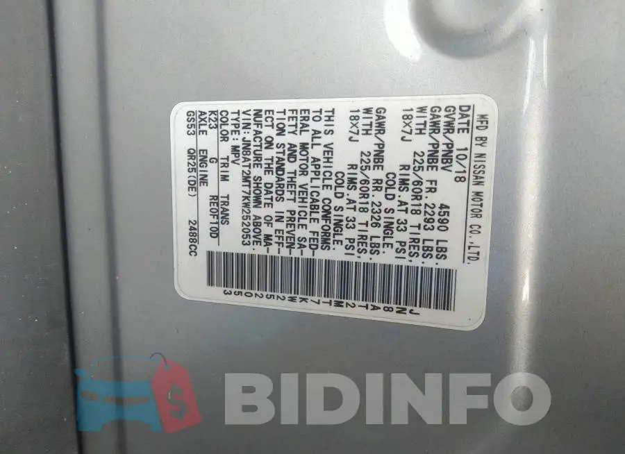 JN8AT2MT7KW252053 Photo# 9