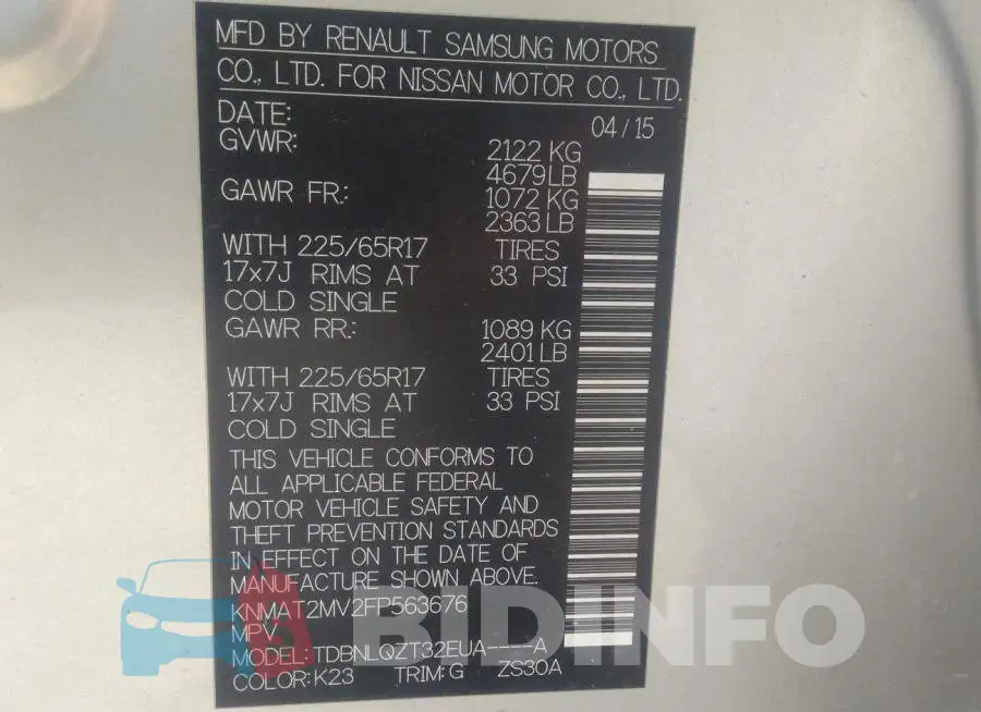 KNMAT2MV2FP563676 Photo# 9