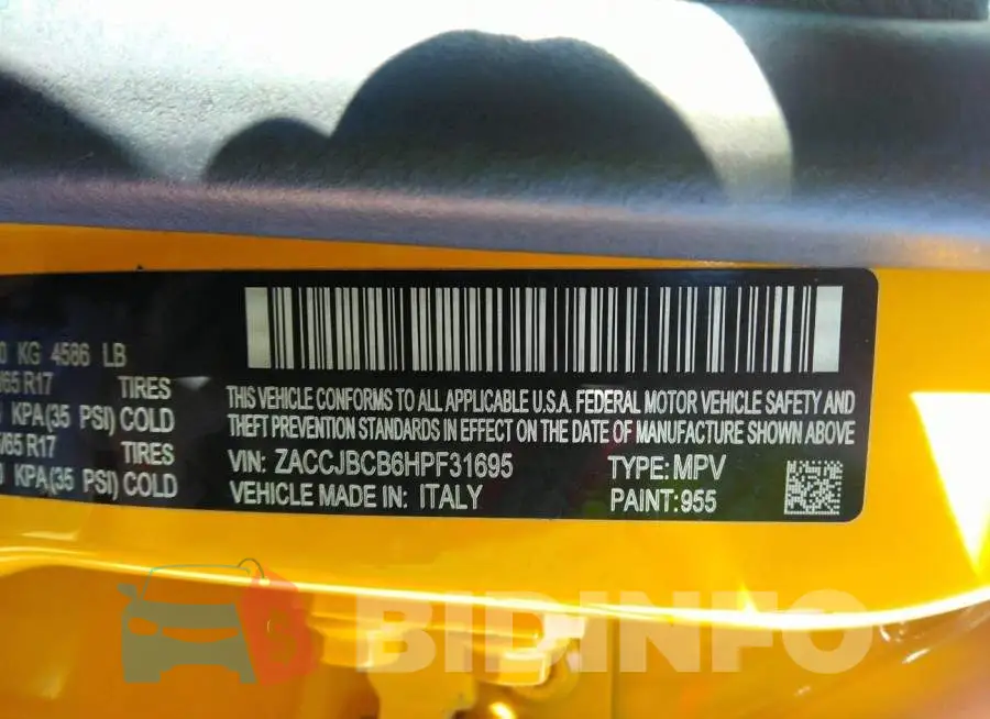 ZACCJBCB6HPF31695 Photo# 9