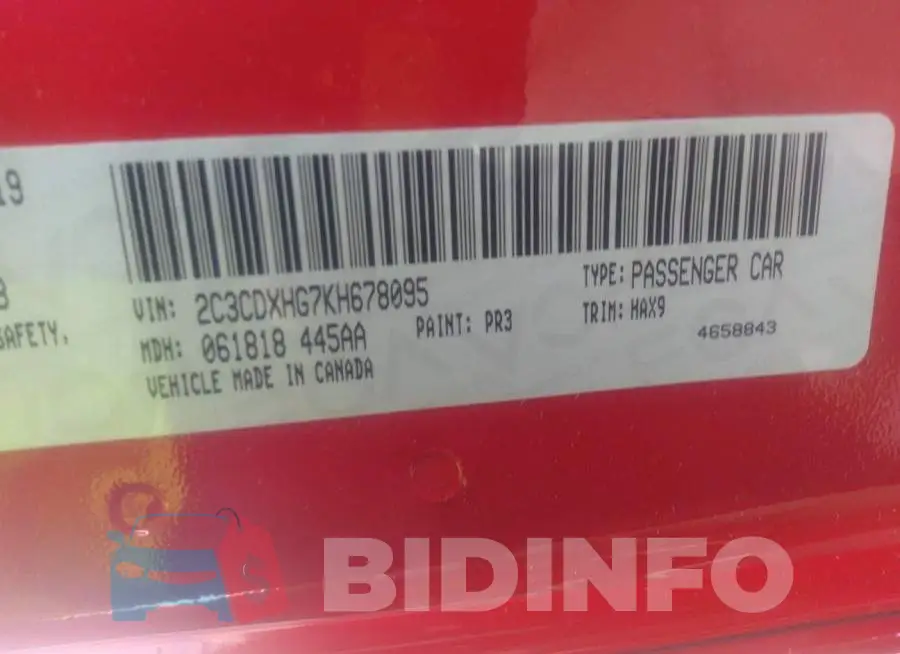 2C3CDXHG7KH678095 Photo# 9