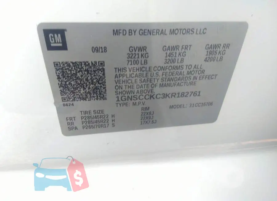 1GNSCCKC3KR182761 Photo# 9