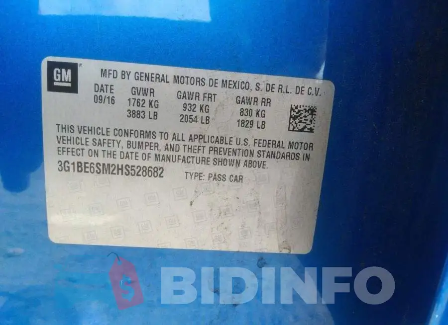 3G1BE6SM2HS528682 Photo# 9
