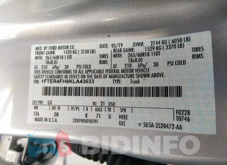 1FTER4FH8KLA43633 Photo# 9