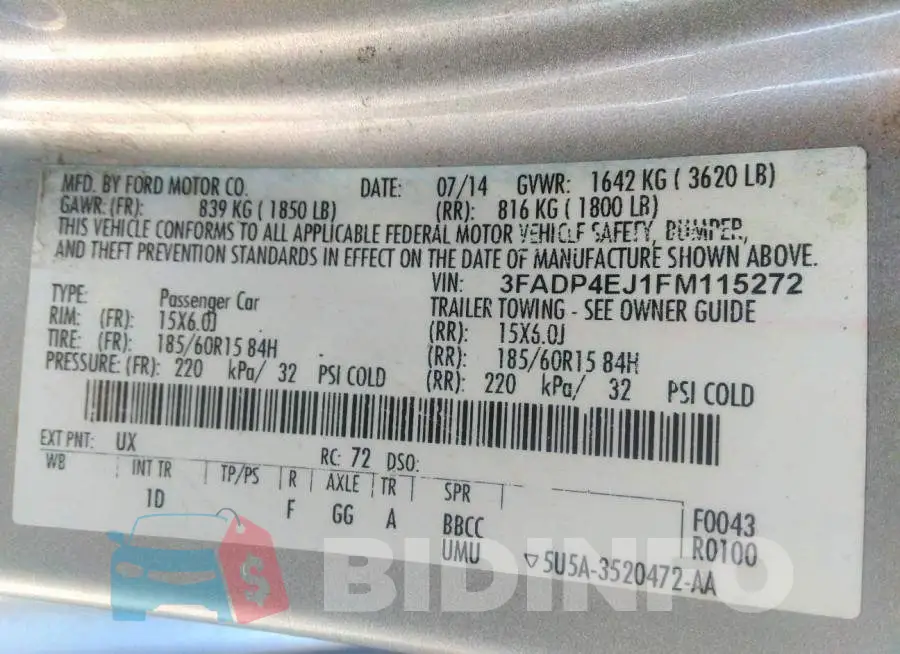 3FADP4EJ1FM115272 Photo# 9
