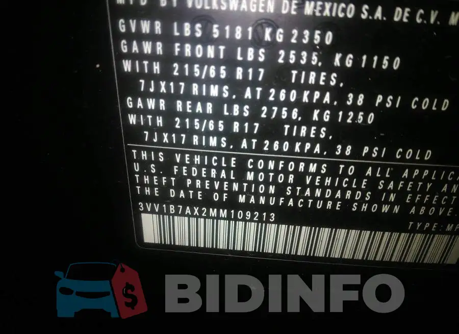 3VV1B7AX2MM109213 Photo# 9