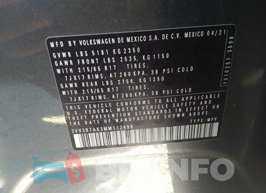 3VV3B7AX3MM112498 Photo# 9
