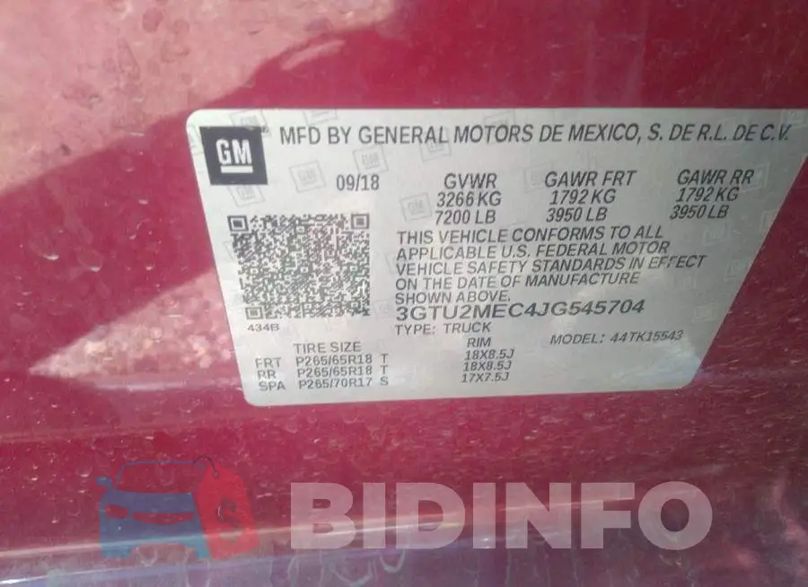 3GTU2MEC4JG545704 Photo# 9