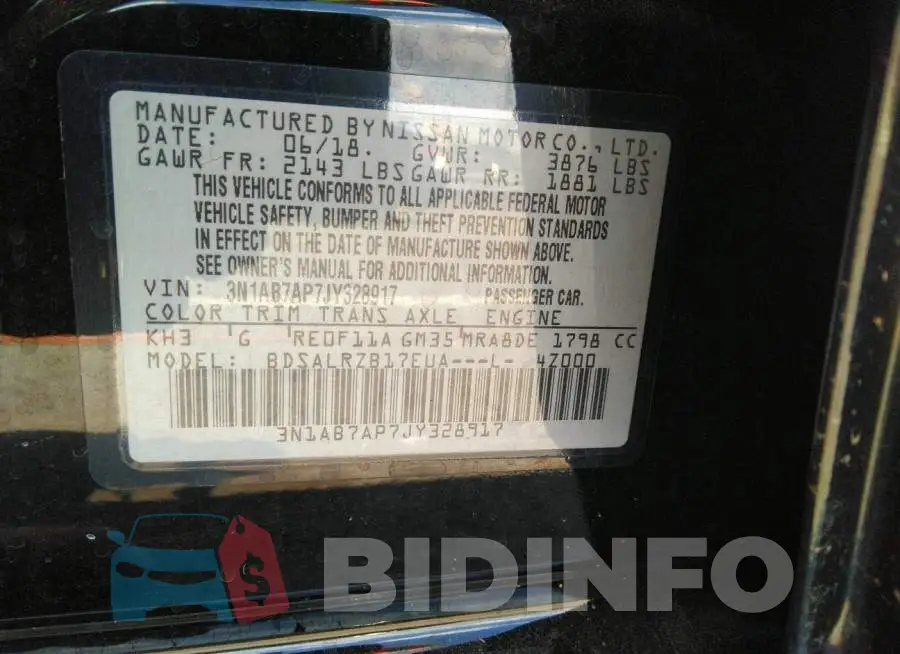 3N1AB7AP7JY328917 Photo# 9