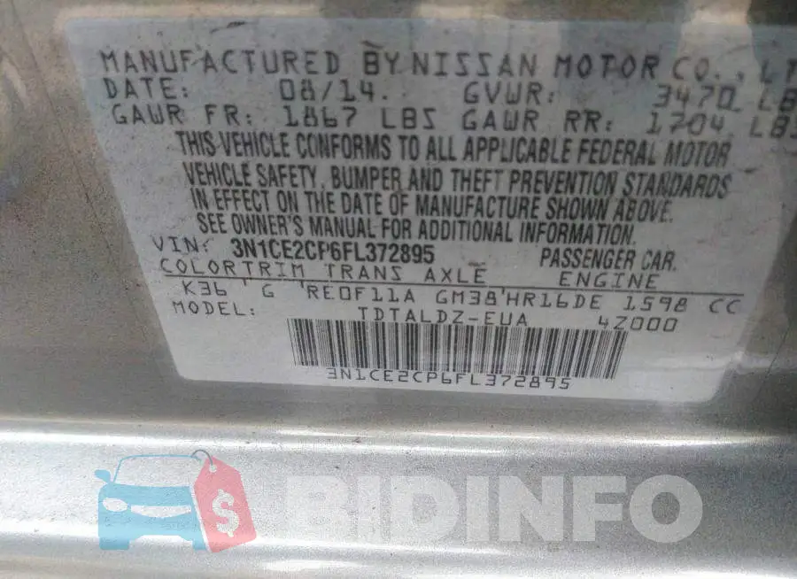 3N1CE2CP6FL372895 Photo# 9
