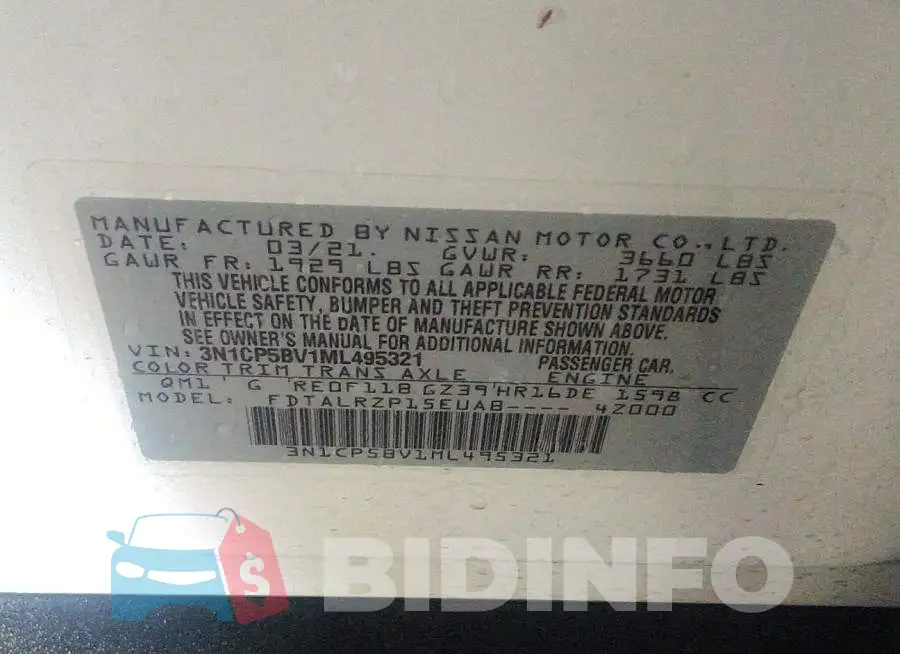 3N1CP5BV1ML495321 Photo# 9