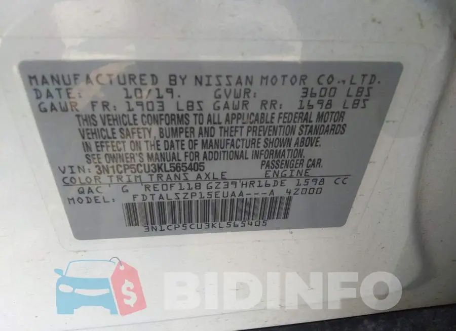 3N1CP5CU3KL565405 Photo# 9