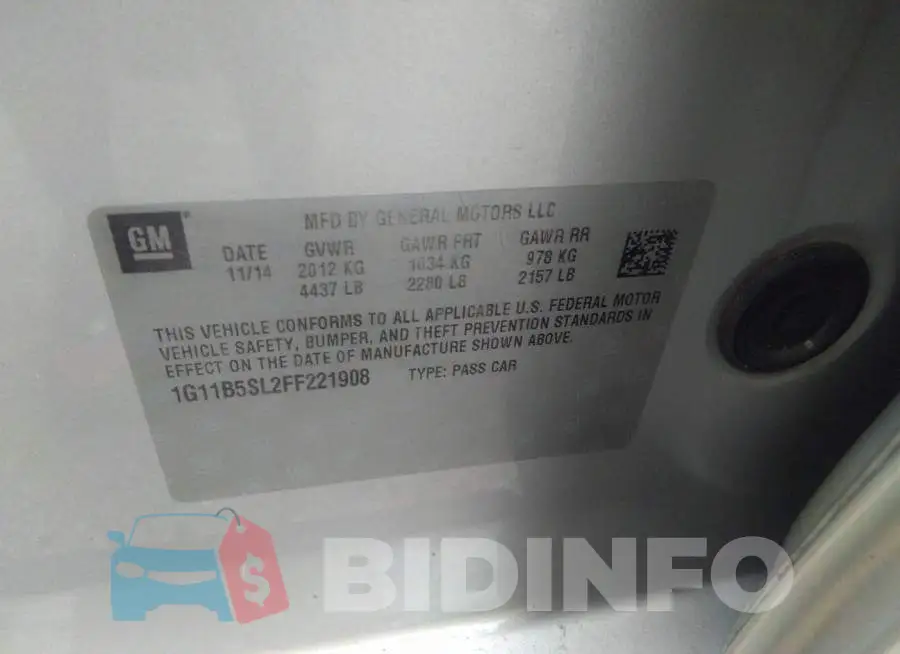 1G11B5SL2FF221908 Photo# 9