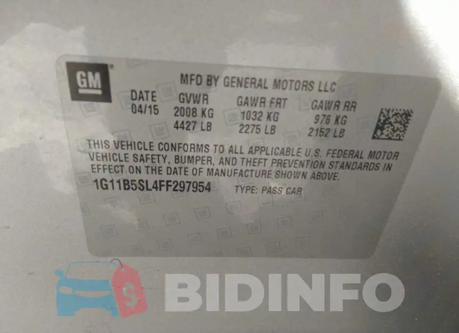 1G11B5SL4FF297954 Photo# 9
