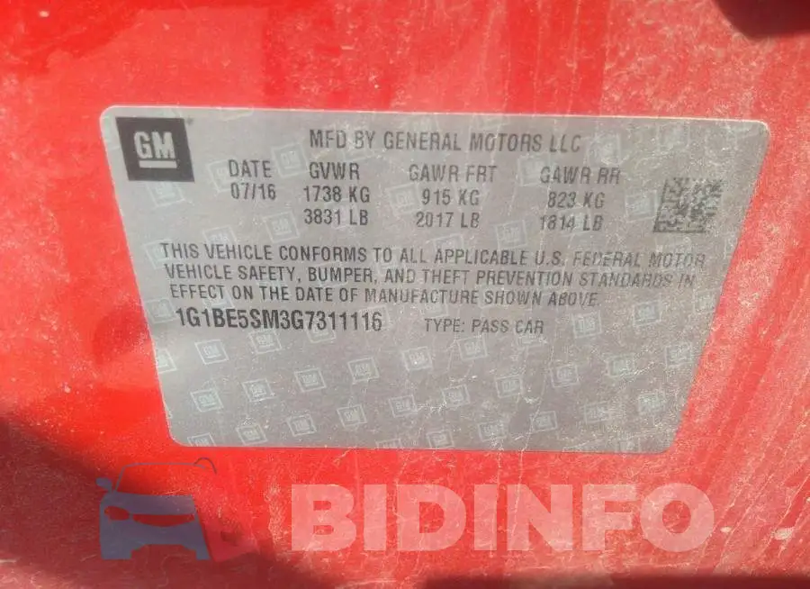 1G1BE5SM3G7311116 Photo# 9
