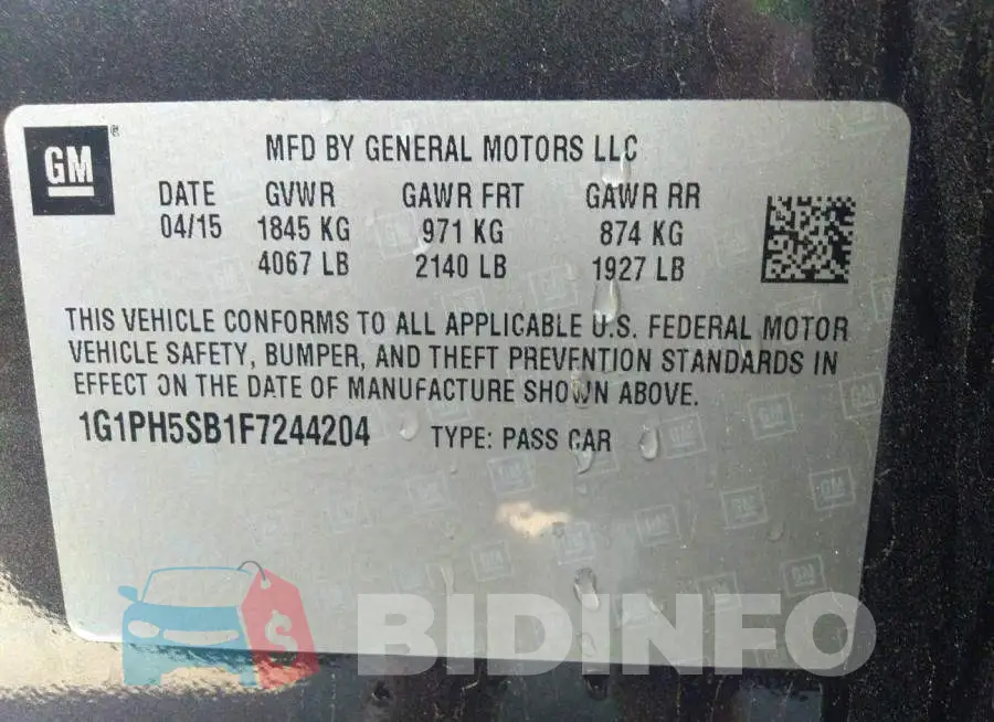 1G1PH5SB1F7244204 Photo# 9