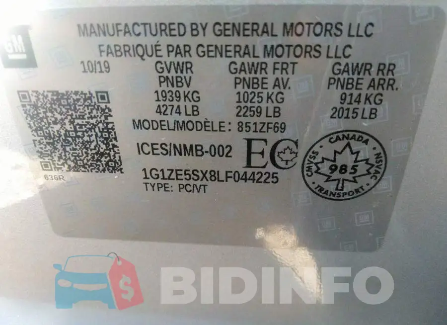 1G1ZE5SX8LF044225 Photo# 9