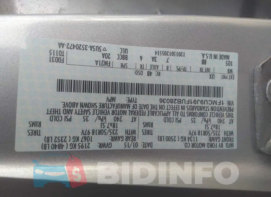 1FMCU9J91FUB28036 Photo# 9