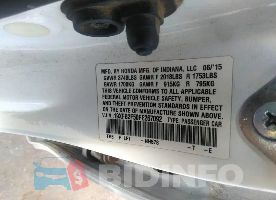 19XFB2F50FE267092 Photo# 9