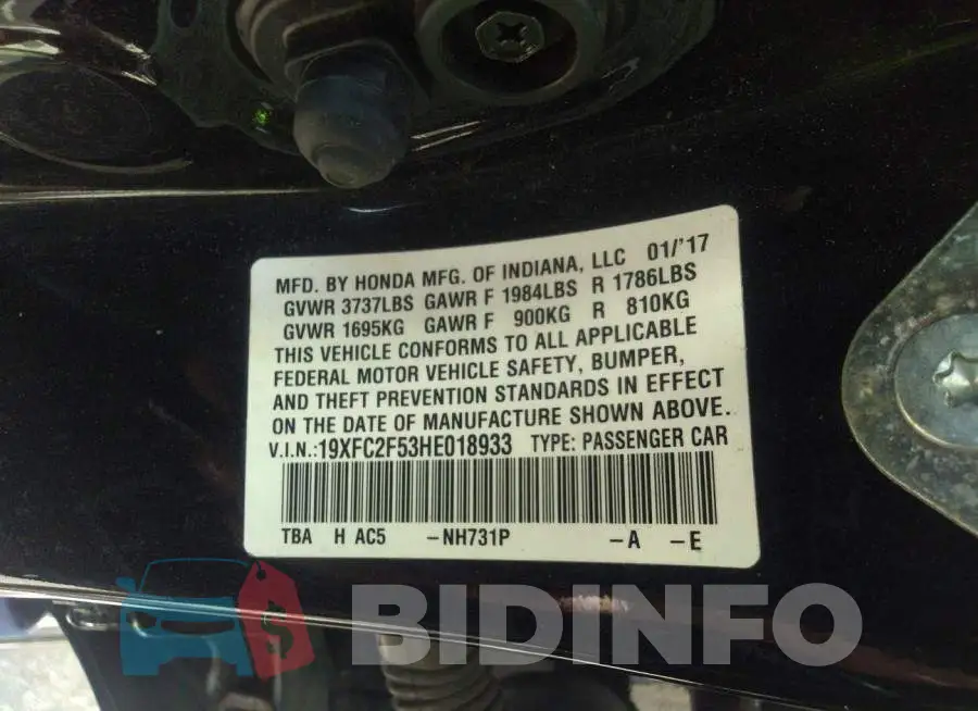 19XFC2F53HE018933 Photo# 9