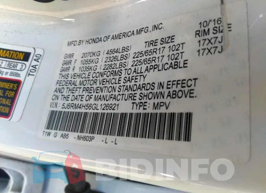 5J6RM4H56GL126921 Photo# 9