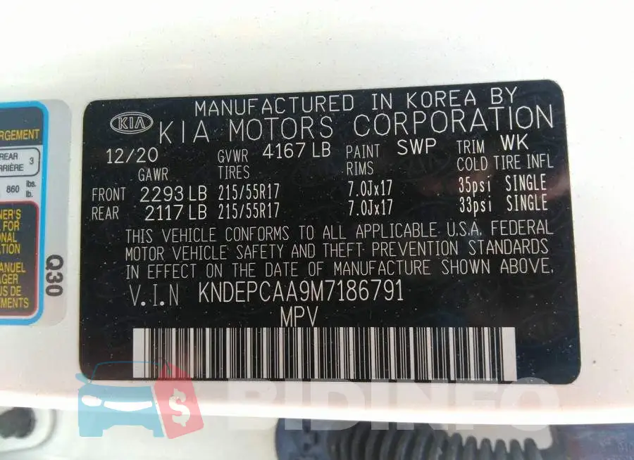 KNDEPCAA9M7186791 Photo# 9