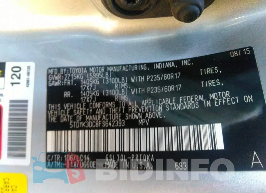 5TDYK3DC8FS642393 Photo# 9