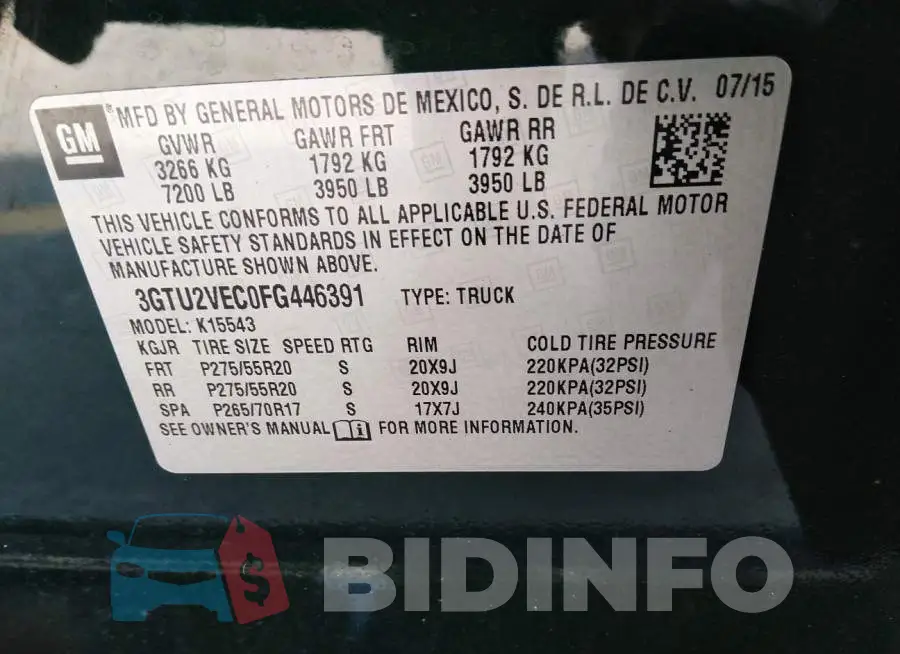 3GTU2VEC0FG446391 Photo# 9