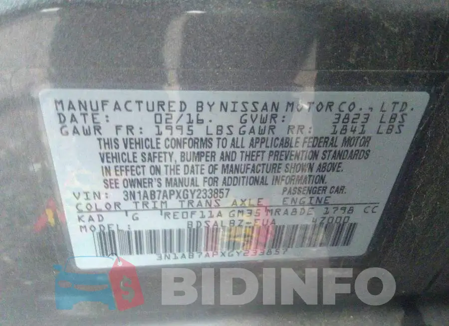 3N1AB7APXGY233857 Photo# 9