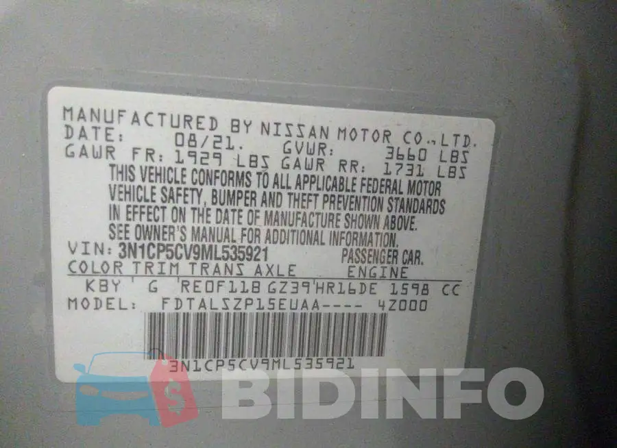 3N1CP5CV9ML535921 Photo# 9