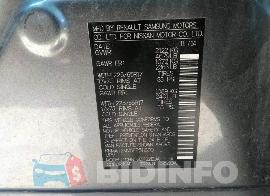 KNMAT2MV5FP511300 Photo# 9