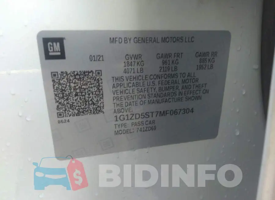 1G1ZD5ST7MF067304 Photo# 9