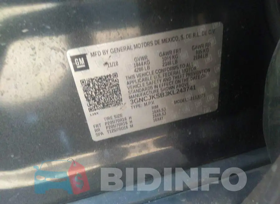 3GNCJKSB3KL243741 Photo# 9