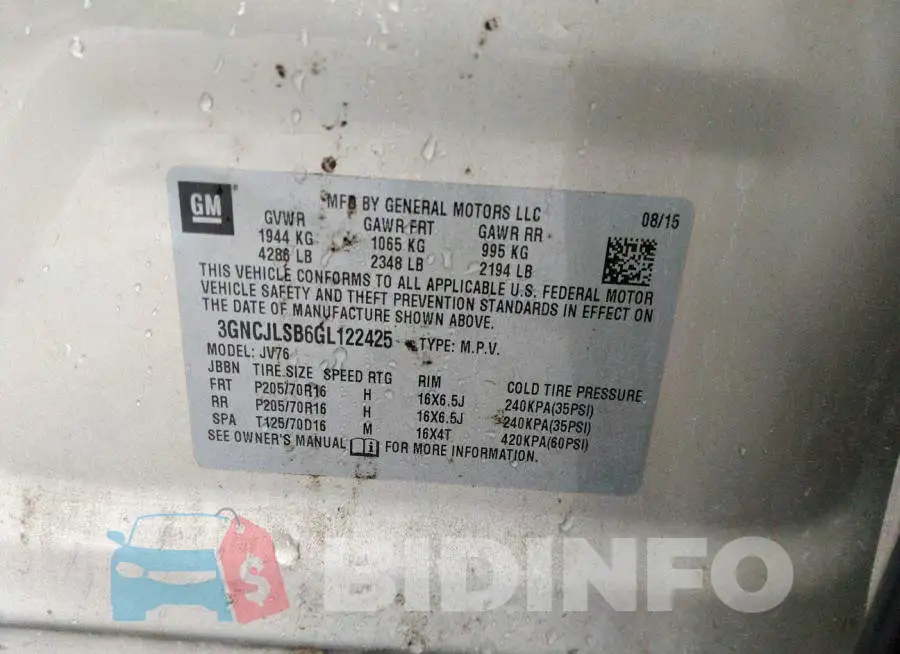3GNCJLSB6GL122425 Photo# 9