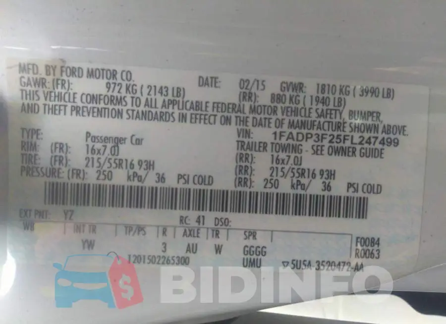 1FADP3F25FL247499 Photo# 9