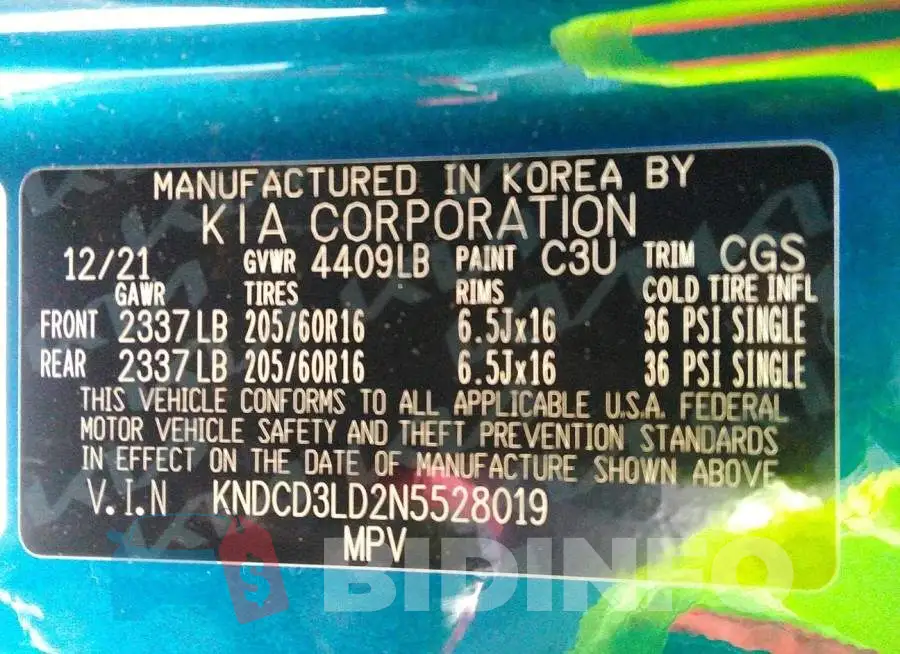 KNDCD3LD2N5528019 Photo# 9