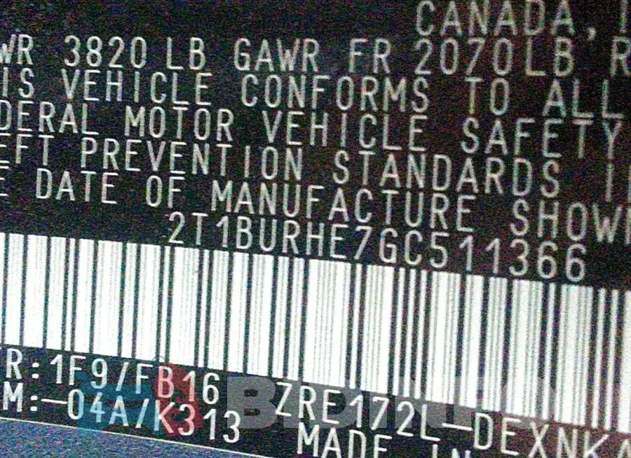 2T1BURHE7GC511366 Photo# 9