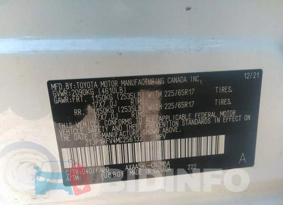2T3P1RFV4MC256132 Photo# 9