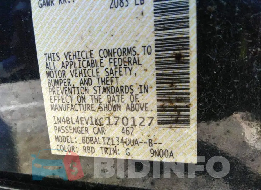 1N4BL4EV1KC170127 Photo# 9