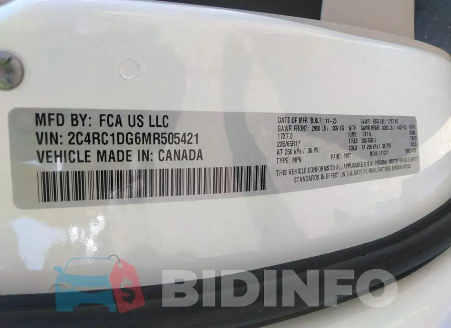 2C4RC1DG6MR505421 Photo# 9