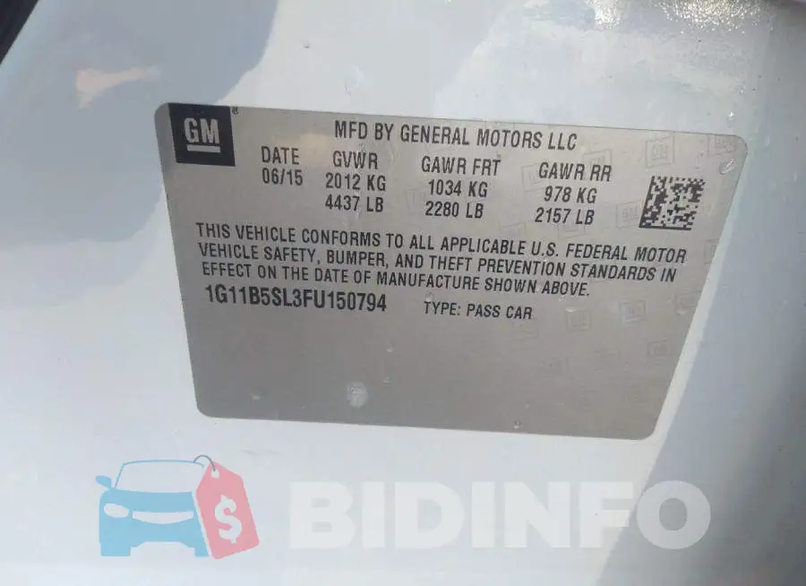 1G11B5SL3FU150794 Photo# 9