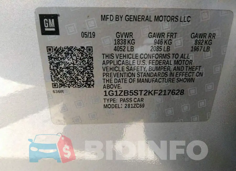 1G1ZB5ST2KF217628 Photo# 9