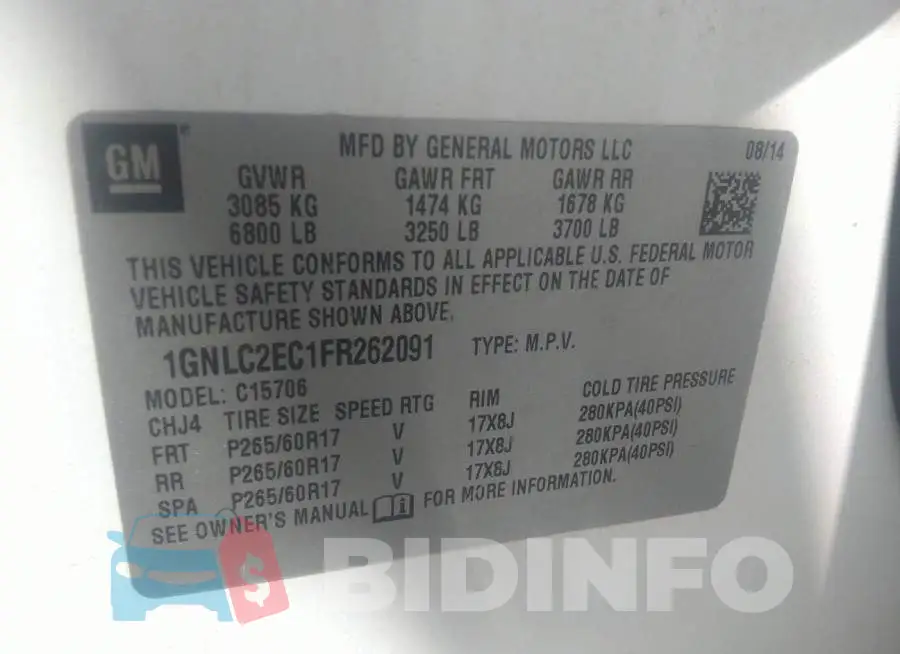 1GNLC2EC1FR262091 Photo# 9