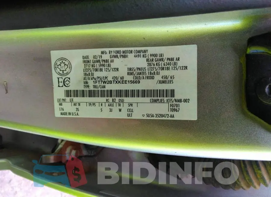 1FT7W2BTXKEE15669 Photo# 9