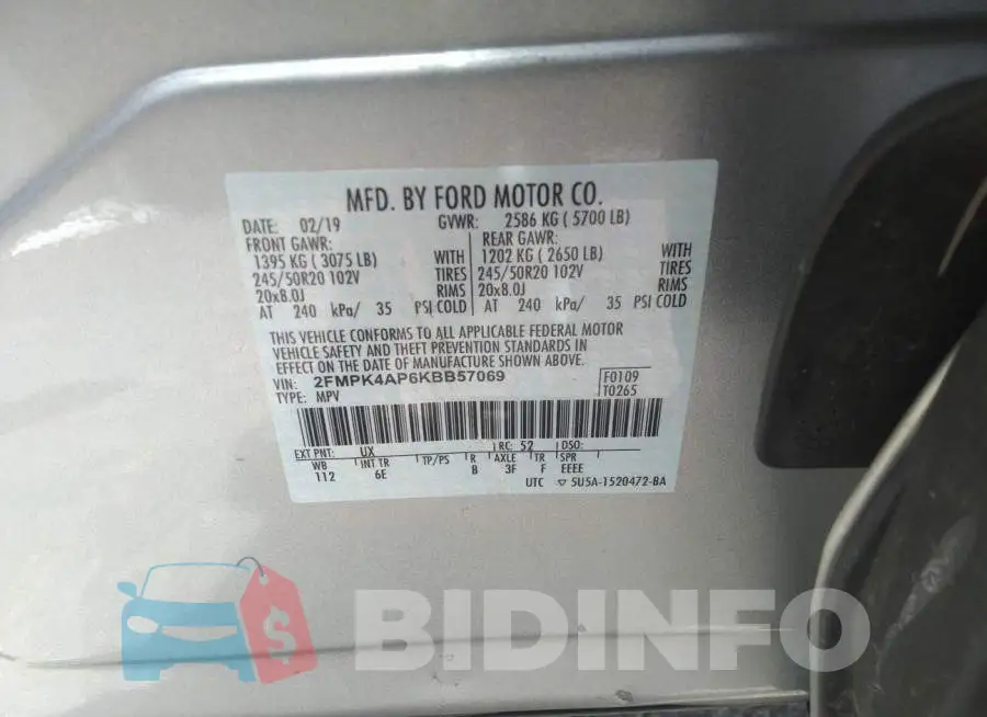 2FMPK4AP6KBB57069 Photo# 9