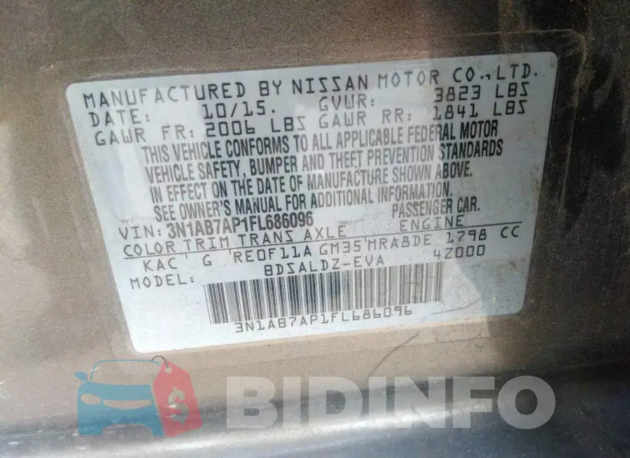 3N1AB7AP1FL686096 Photo# 9