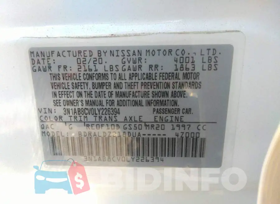 3N1AB8CV0LY226394 Photo# 9