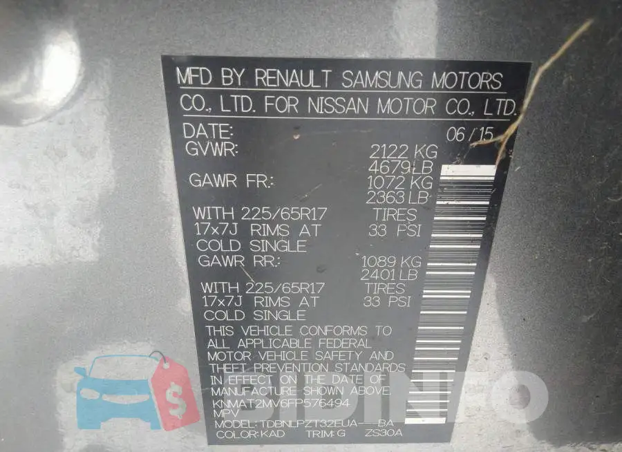 KNMAT2MV6FP576494 Photo# 9