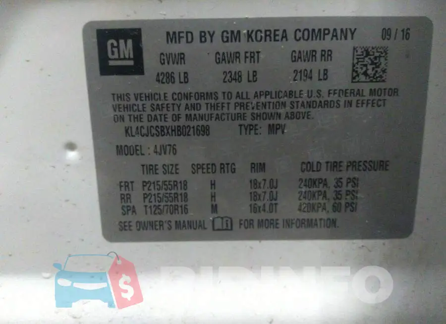 KL4CJCSBXHB021698 Photo# 9